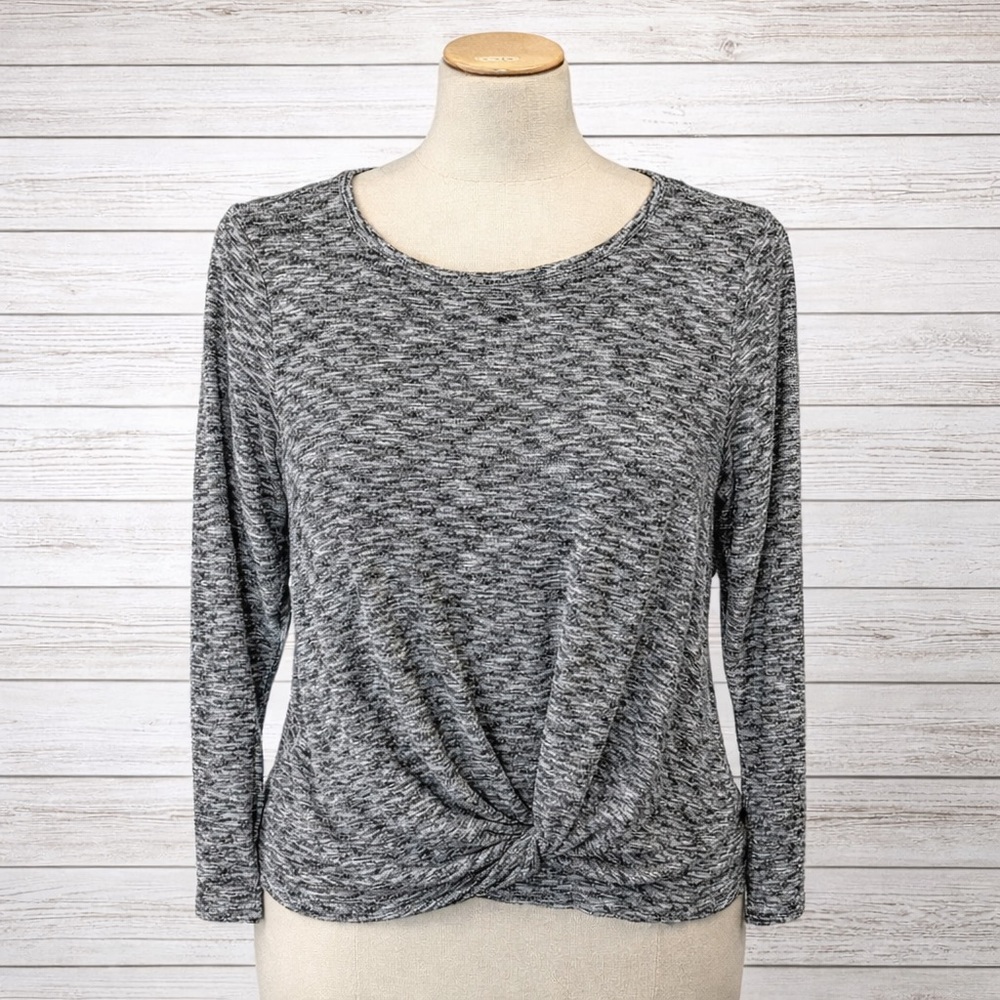 Gray Long Sleeve Twist Front Top Sz 1X